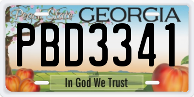 GA license plate PBD3341