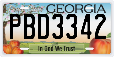 GA license plate PBD3342