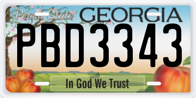 GA license plate PBD3343