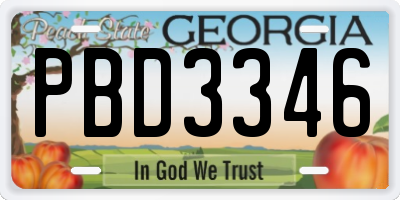GA license plate PBD3346