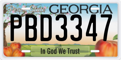 GA license plate PBD3347