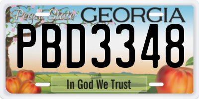 GA license plate PBD3348