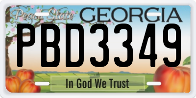 GA license plate PBD3349
