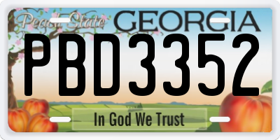 GA license plate PBD3352