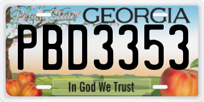 GA license plate PBD3353