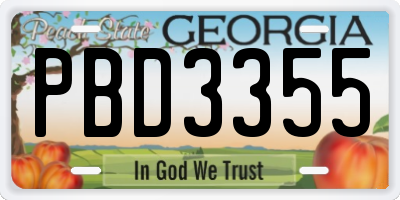 GA license plate PBD3355
