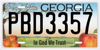 GA license plate PBD3357
