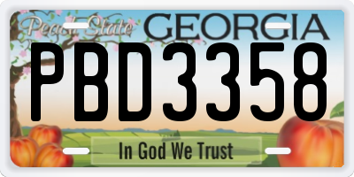 GA license plate PBD3358