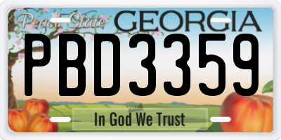 GA license plate PBD3359