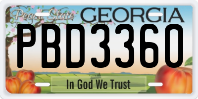 GA license plate PBD3360