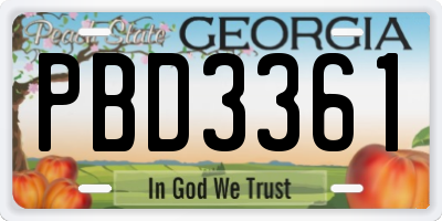 GA license plate PBD3361