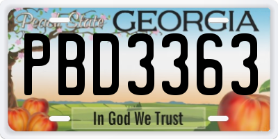 GA license plate PBD3363
