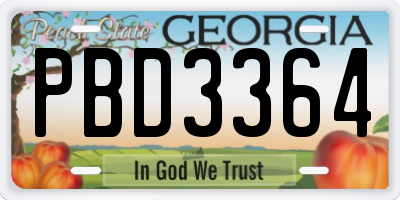 GA license plate PBD3364