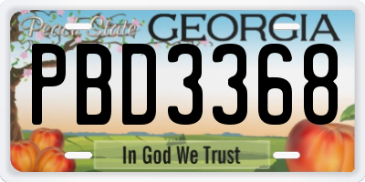 GA license plate PBD3368