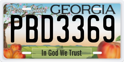 GA license plate PBD3369
