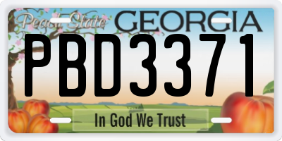 GA license plate PBD3371