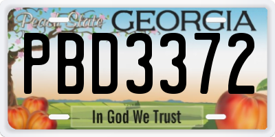 GA license plate PBD3372