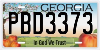 GA license plate PBD3373