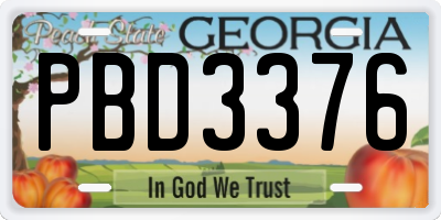 GA license plate PBD3376