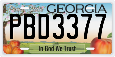 GA license plate PBD3377