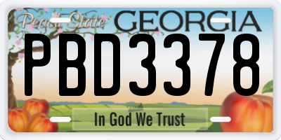 GA license plate PBD3378