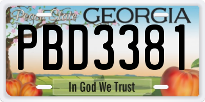 GA license plate PBD3381
