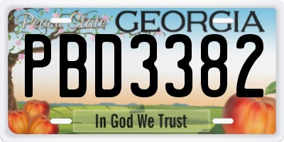 GA license plate PBD3382