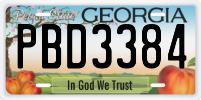 GA license plate PBD3384