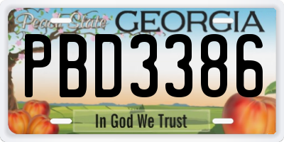 GA license plate PBD3386