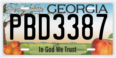 GA license plate PBD3387