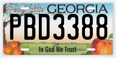 GA license plate PBD3388