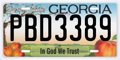 GA license plate PBD3389