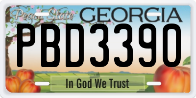 GA license plate PBD3390