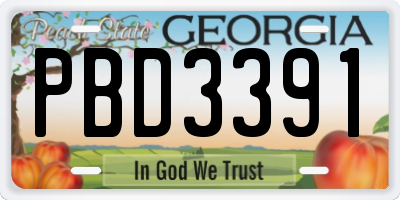 GA license plate PBD3391