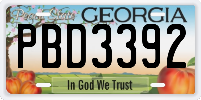 GA license plate PBD3392