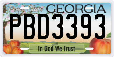 GA license plate PBD3393