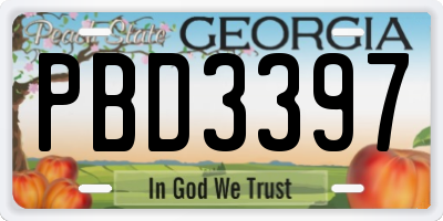 GA license plate PBD3397