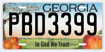 GA license plate PBD3399