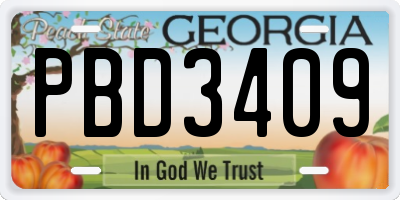 GA license plate PBD3409