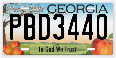 GA license plate PBD3440