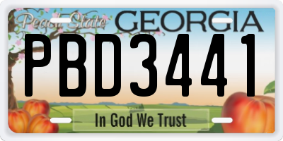 GA license plate PBD3441