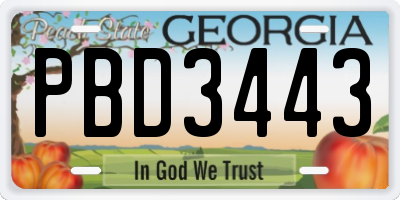 GA license plate PBD3443