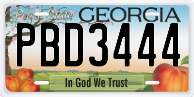 GA license plate PBD3444