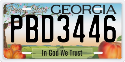 GA license plate PBD3446