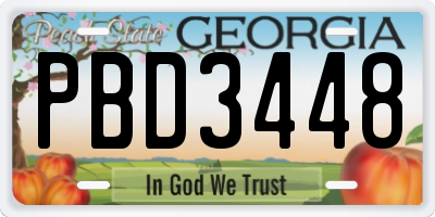 GA license plate PBD3448