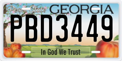 GA license plate PBD3449
