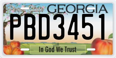 GA license plate PBD3451