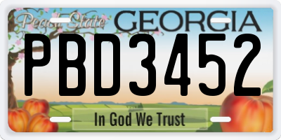 GA license plate PBD3452