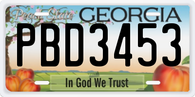 GA license plate PBD3453