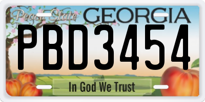 GA license plate PBD3454
